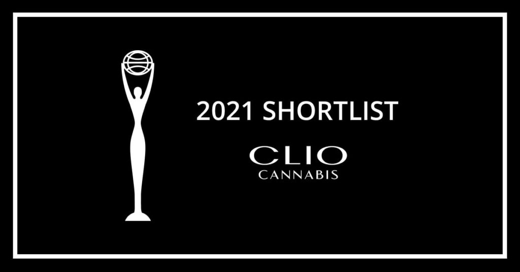 clio cannabis 2021 bronze winner statue and logo