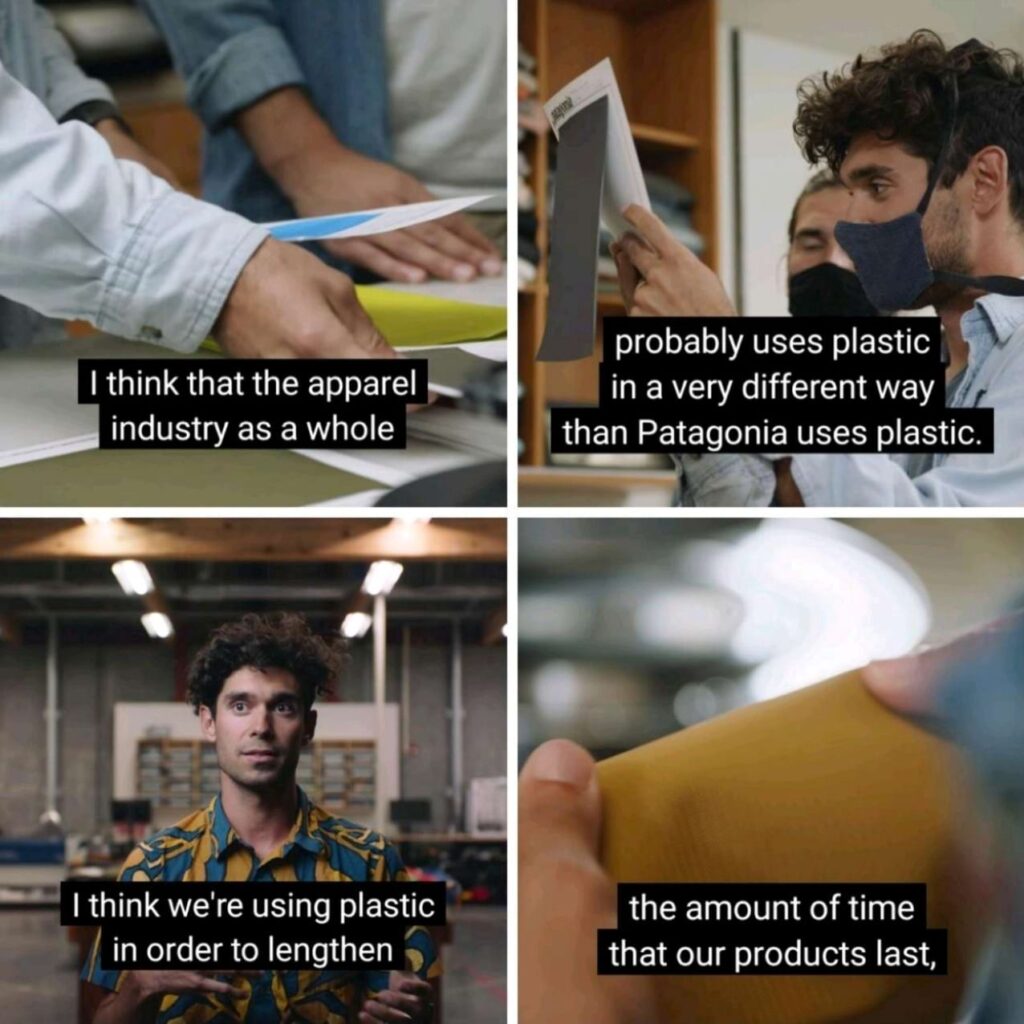 screenshots from Patagonia video about sustainability