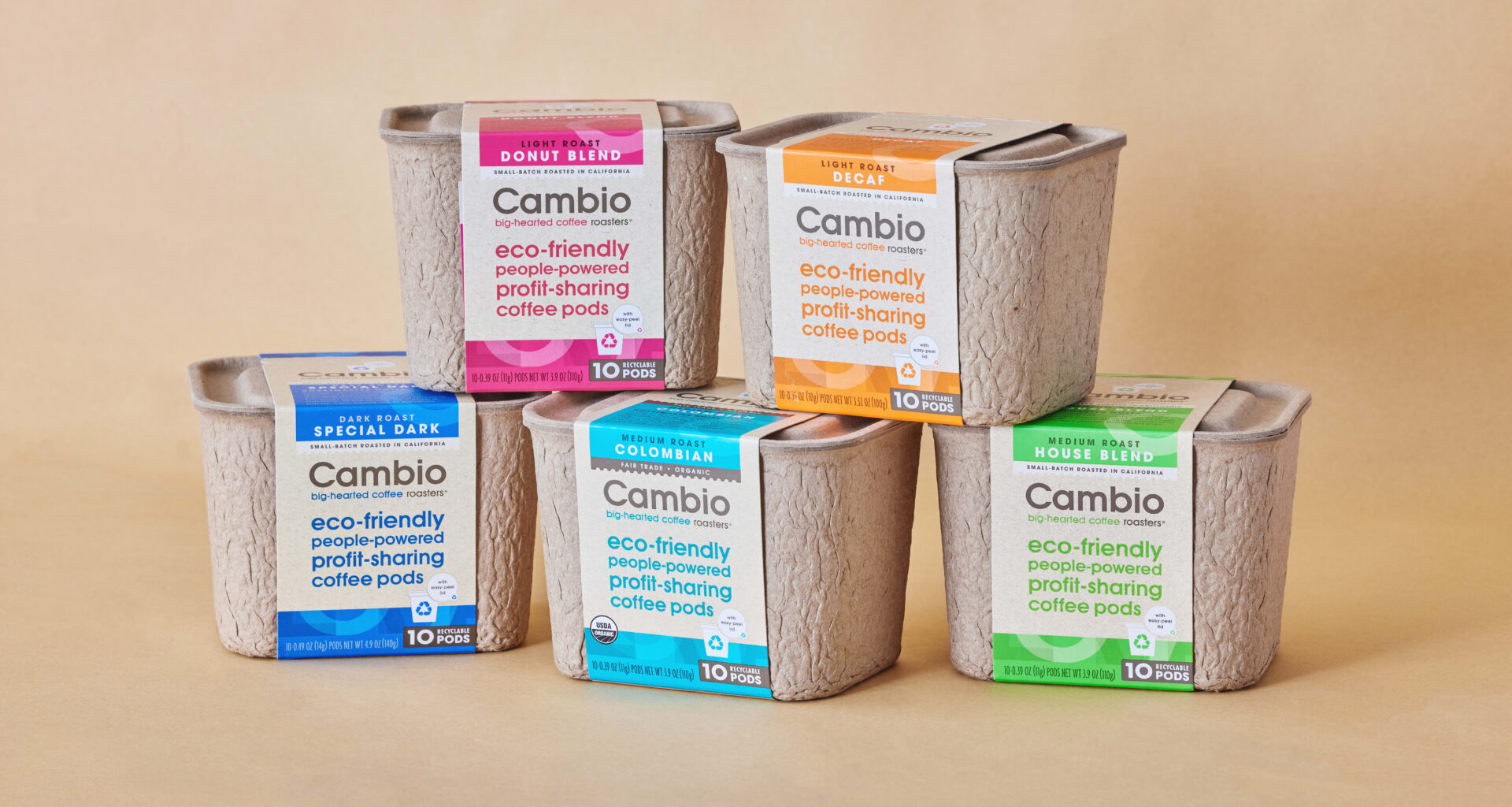 cambio coffee paper pulp boxes stacked