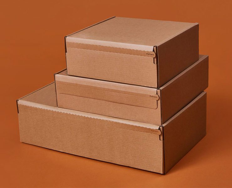 cardboard packages piled up