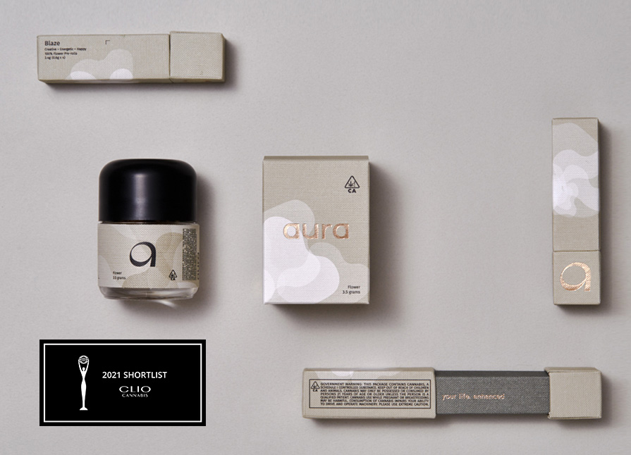 Grey package produced for Aura
