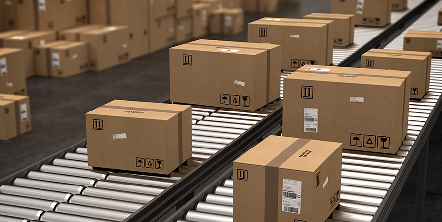 Cardboard Packages on the Fulfillment Center
